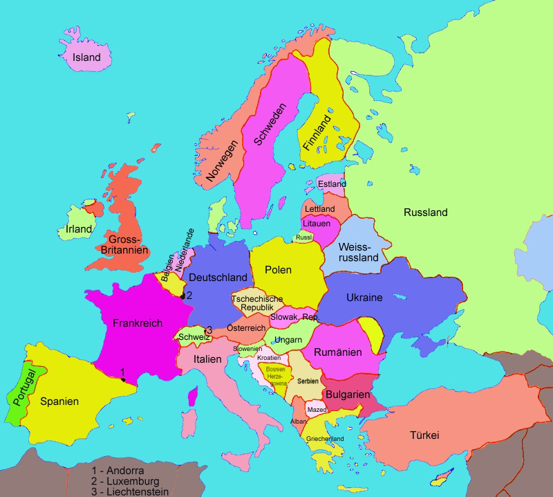 Land  og hovedstader i Europa