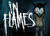 in flames