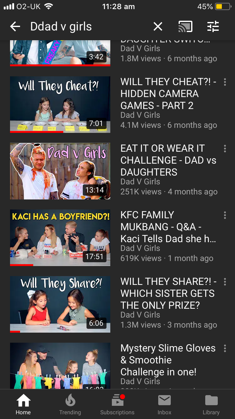 Dad v girls quiz