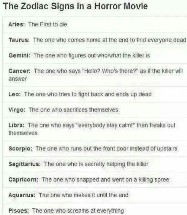 Signs in a horror movie